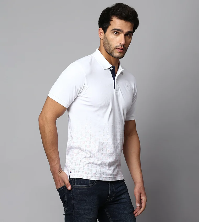 BEVERLY HILLS POLO CLUB Patterned Short Sleeves Polo T-Shirt