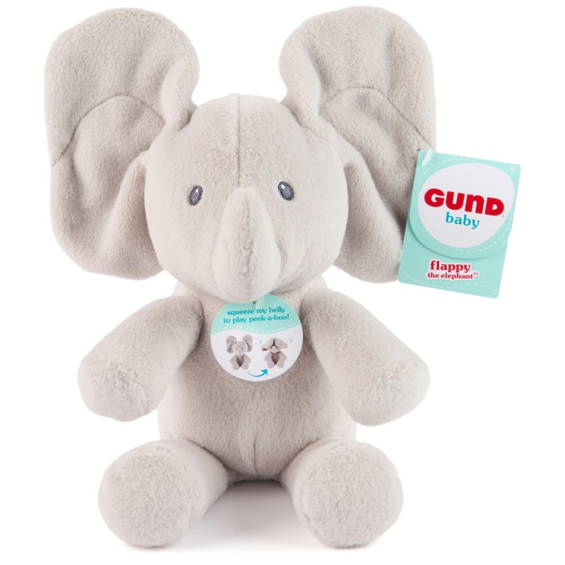 GUND Baby Peek-a-Boo Flappy Elephant Plush, Elephant Stuffed Animal, Baby Toy for Ages 0 and Up, Gray, 7" (Batteries Not Required) - Image 1