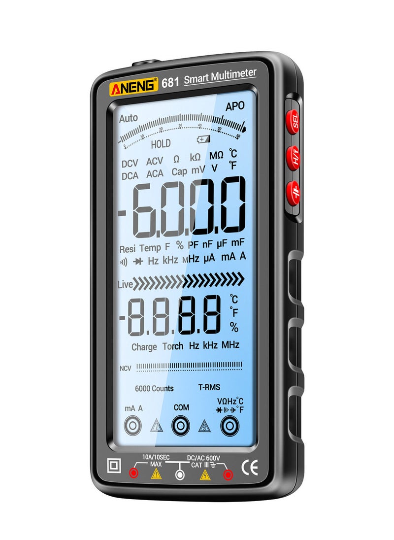 ANENG - 681 6000 Counts Digital Multimeter Smart Anti-burn Rechargeable Universal Meter NCV Tester 5-inch Large LCD with Backlit Flashlight - Image 1