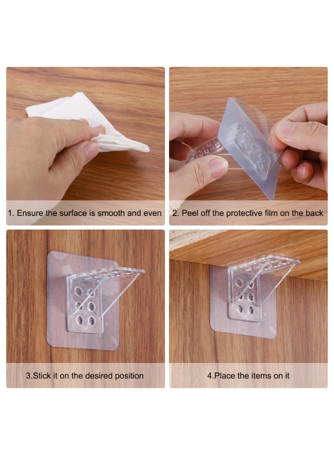 Hayat Comfort 6 pcs Large Size Adhesive Shelf Bracket, Bracket L Shaped Furniture, Brackets Wardrobe Partition Holde, Thickened and Reinforced Design Punch Free Shelf Support Pegs for Shelves Kitchen Cabinet Book Closet - Image 5