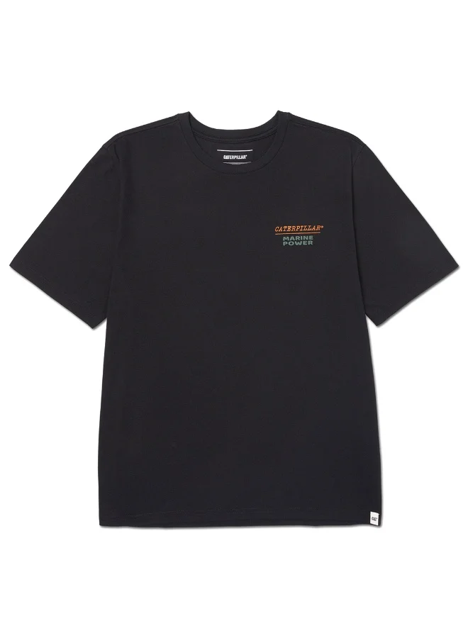 Caterpillar CAT Men’s Marine Power Graphic Tee – 60% Cotton 40% Recycled Polyester – Soft Jersey – Chest & Back Print