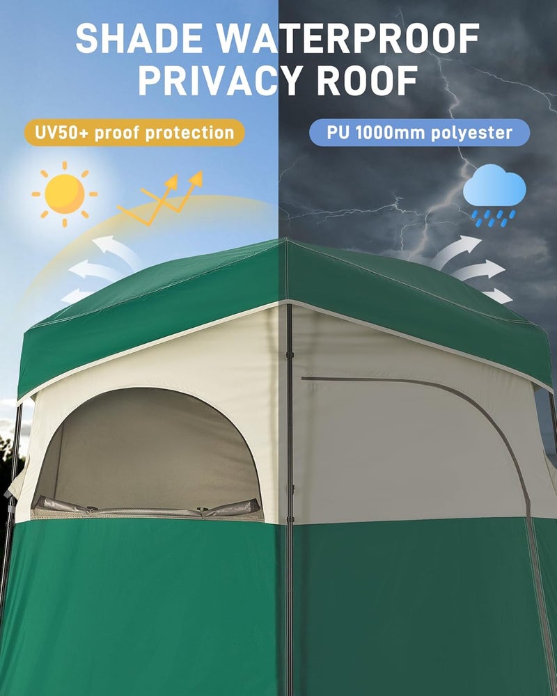 KingCamp خيمة استحمام كينغ كامب، خيمة خصوصية محمولة للتخييم في الهواء الطلق 1/2 غرفة مرحاض مع حقيبة استحمام وغرفة تغيير ملابس للشاطئ والتخييم والمشي في الجبال - Image 4