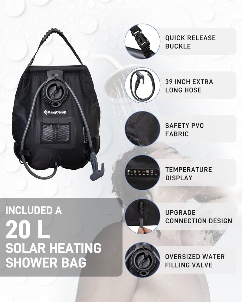KingCamp خيمة استحمام كينغ كامب، خيمة خصوصية محمولة للتخييم في الهواء الطلق 1/2 غرفة مرحاض مع حقيبة استحمام وغرفة تغيير ملابس للشاطئ والتخييم والمشي في الجبال - Image 5
