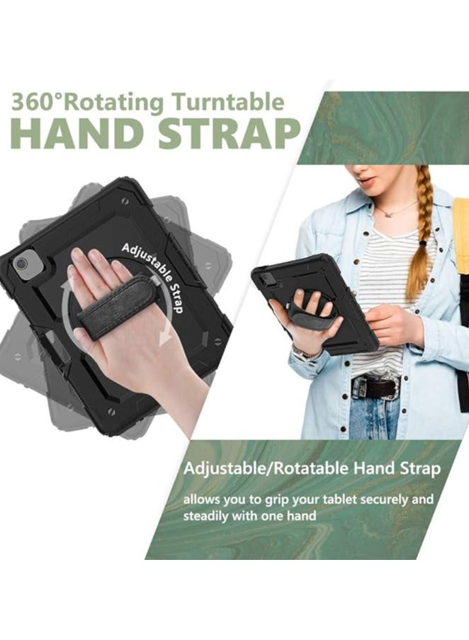 erorex iPad Air 5th/4th Generation Case 10.9" for Kids, Full-Body Shockproof Protective Case with Screen Protector, Rotating Stand/Hand/Shoulder Strap/Pen Holder for iPad Air 5/Air 4, Black - Image 4