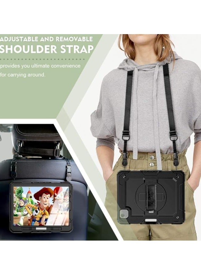 erorex iPad Air 5th/4th Generation Case 10.9" for Kids, Full-Body Shockproof Protective Case with Screen Protector, Rotating Stand/Hand/Shoulder Strap/Pen Holder for iPad Air 5/Air 4, Black - Image 3