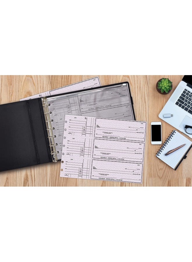Gold Seal 7 Ring Executive Check Binder with Zipper Pouch, Black Textured Premium Leatherette Cover, for 9 x 13" 3 Per Page Business Checks, 600 Check Capacity Checkbook Holder, - Image 2