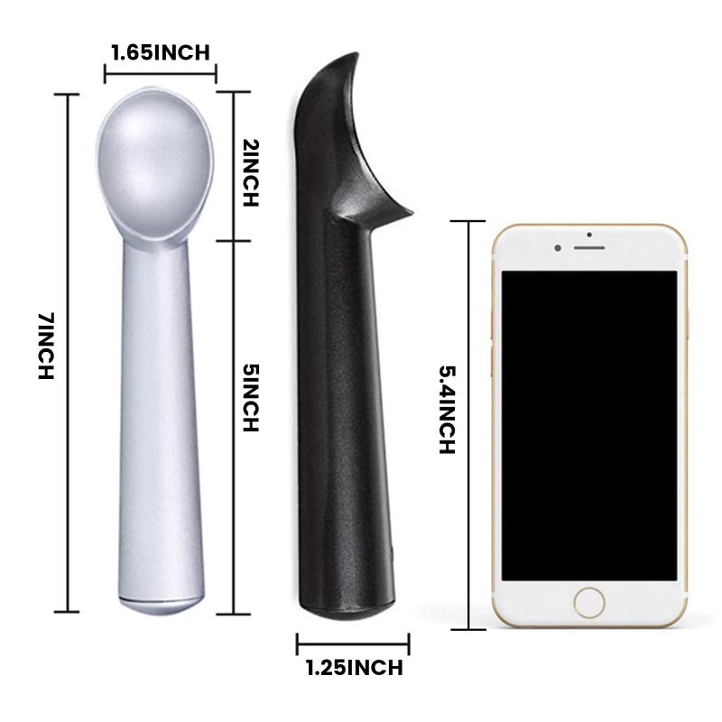 HANSGO Ice Cream Scoop, 2PCS 7 inches Nonstick Anti-Freeze Ice Cream Scooper One Piece Aluminum Design Dishwasher Safe - Image 3