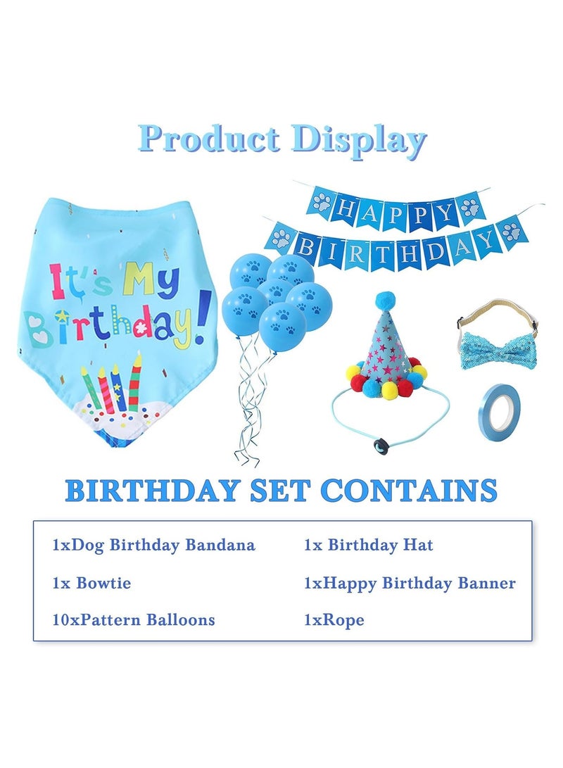 SYOSI Dog Birthday Party Set - Includes Birthday Hat, Bandana Scarf with Cute Dog Bow Tie, Banner, and Balloons for Pet Party Decorations and Supplies - Image 2