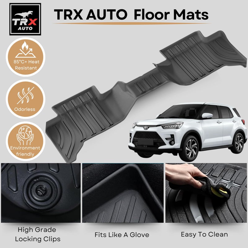  تي ار اكس اوتو سجادات أرضية سيارة TRX AUTO ثلاثية الأبعاد لجميع الأحوال الجوية لسيارة تويوتا رايز (2022 إلى 2024) | متوافقة مع تويوتا رايز | سجادات أرضية مخصصة لرايز | ملحقات سجادات أرضية سيارة TPE - Image 2