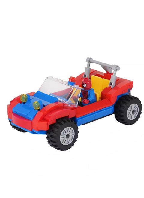 Children's Self-assembly Car Scene Series Small Particle Assembly Building Block Model (Spider Hero Racing + Characters 202Pcs)