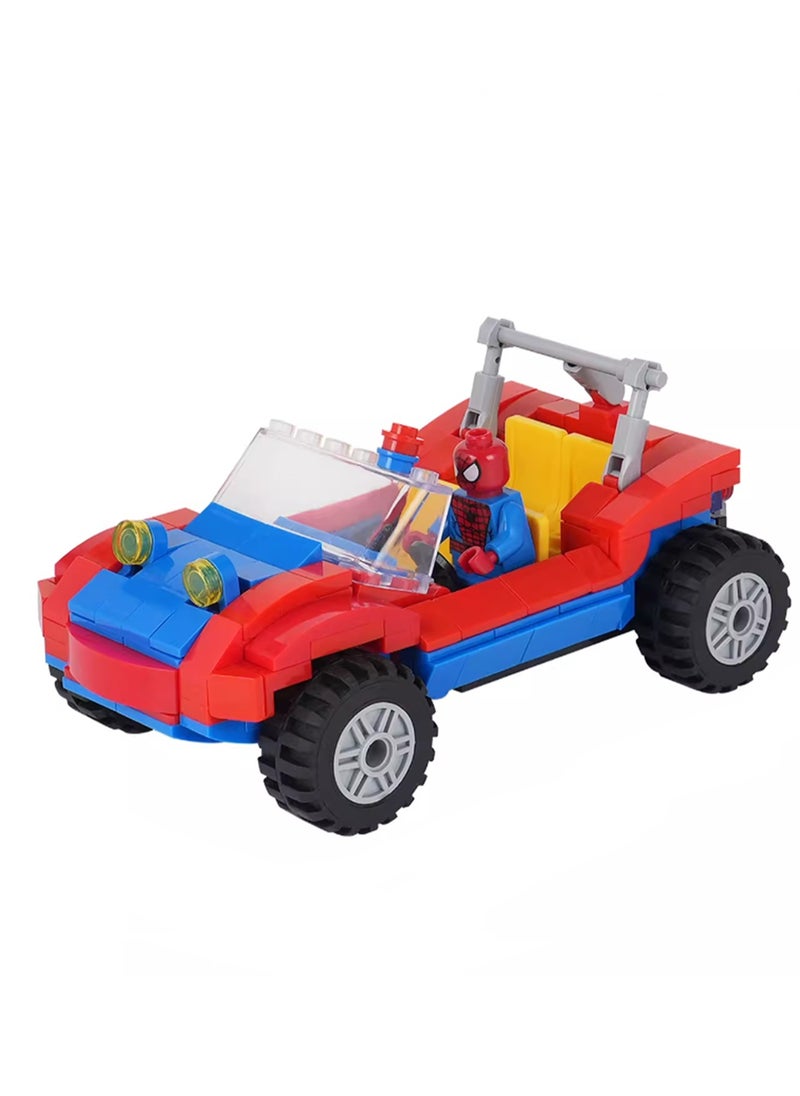 Children's Self-assembly Car Scene Series Small Particle Assembly Building Block Model (Spider Hero Racing + Characters 202Pcs)  - Image 1