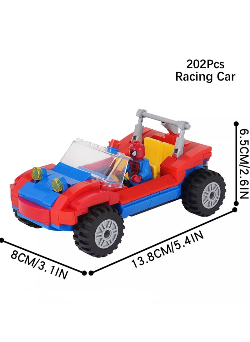 Children's Self-assembly Car Scene Series Small Particle Assembly Building Block Model (Spider Hero Racing + Characters 202Pcs)  - Image 2