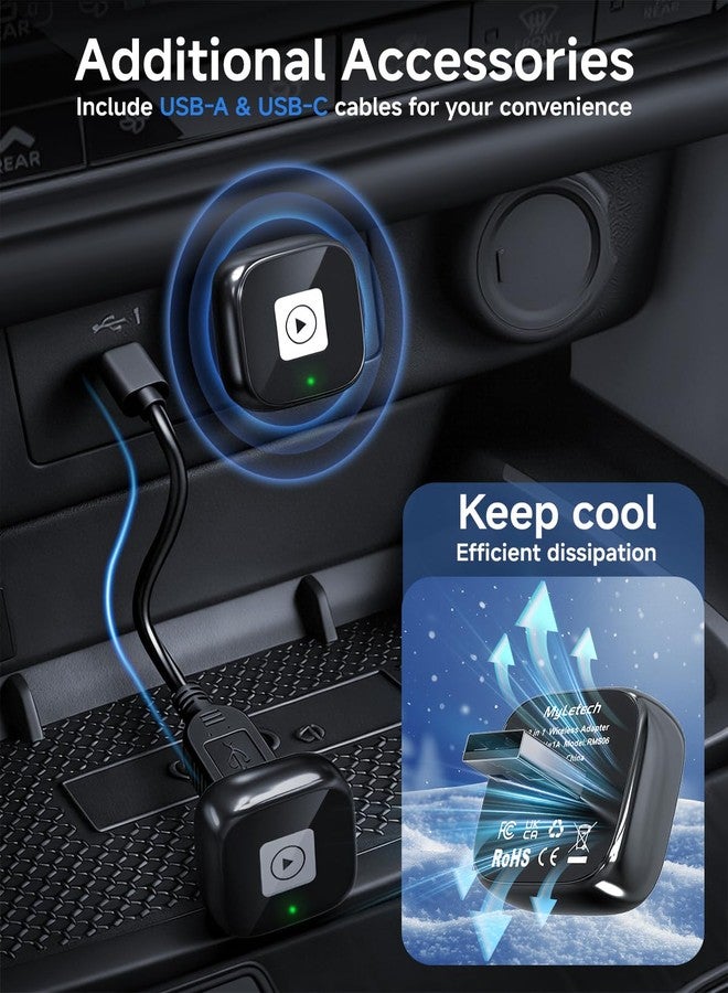 MyLetech  محول MyLetech CarPlay اللاسلكي، محول 2 في 1 لـ CarPlay و Android Auto، دونجل CarPlay سهل التوصيل والتشغيل يحول الاتصال السلكي إلى لاسلكي، اتصال تلقائي سريع - Image 4