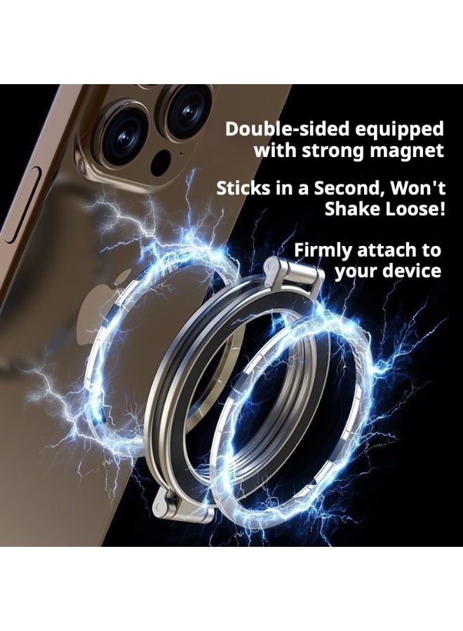 3-in-1 Double Sided Foldable Magnetic Phone Holder, Universal Magnetic Stand for iPhone, Samsung & All iOS/Android Devices | MagSafe Compatible Phone Ring Holder & Desktop Stand Accessories - Image 3