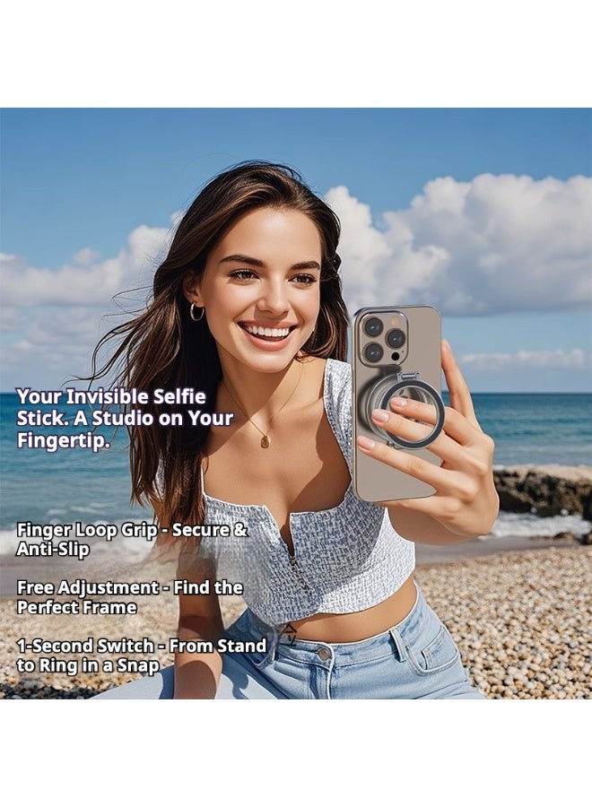 3-in-1 Double Sided Foldable Magnetic Phone Holder, Universal Magnetic Stand for iPhone, Samsung & All iOS/Android Devices | MagSafe Compatible Phone Ring Holder & Desktop Stand Accessories - Image 4