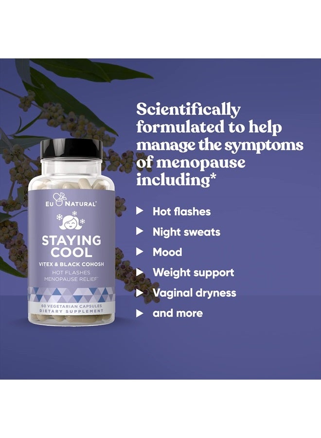 Eu Natural Staying Cool Hot Flashes & Menopause Natural Relief – Hormonal Weight Support, Night Sweats, Disturbed Sleep, Mood Swings – Vitex Chaste Tree & Black Cohosh Pills – 60 Vegetarian Soft Capsules - Image 5