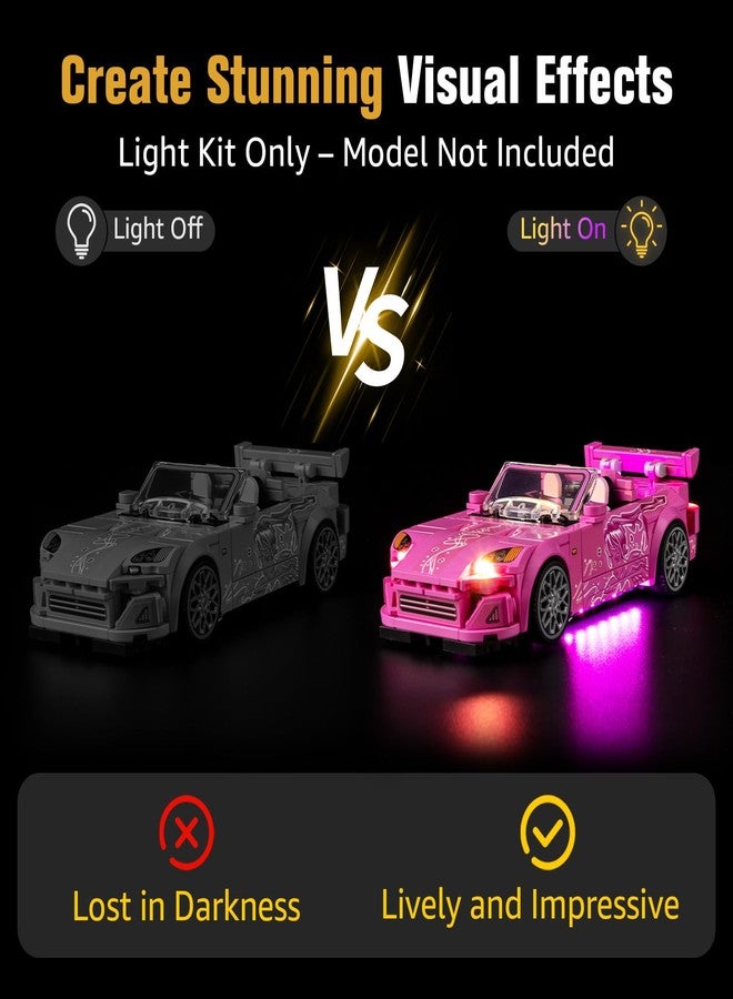 طقم إضاءة BrickSoul لمجموعة بناء Lego Speed Champions 2 Fast 2 Furious Honda S2000 77241 | ملحقات إضاءة بتصميم مطور | تقنية إخفاء الكابلات للعرض (مجموعة 77241 غير متضمنة) - Image 3