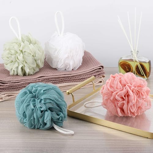 BTYMS 4 Pcs Loofah Sponge 60g/pc Mesh Pouf Bathing Sponges Bath Scrunchies Shower Puff - Image 5