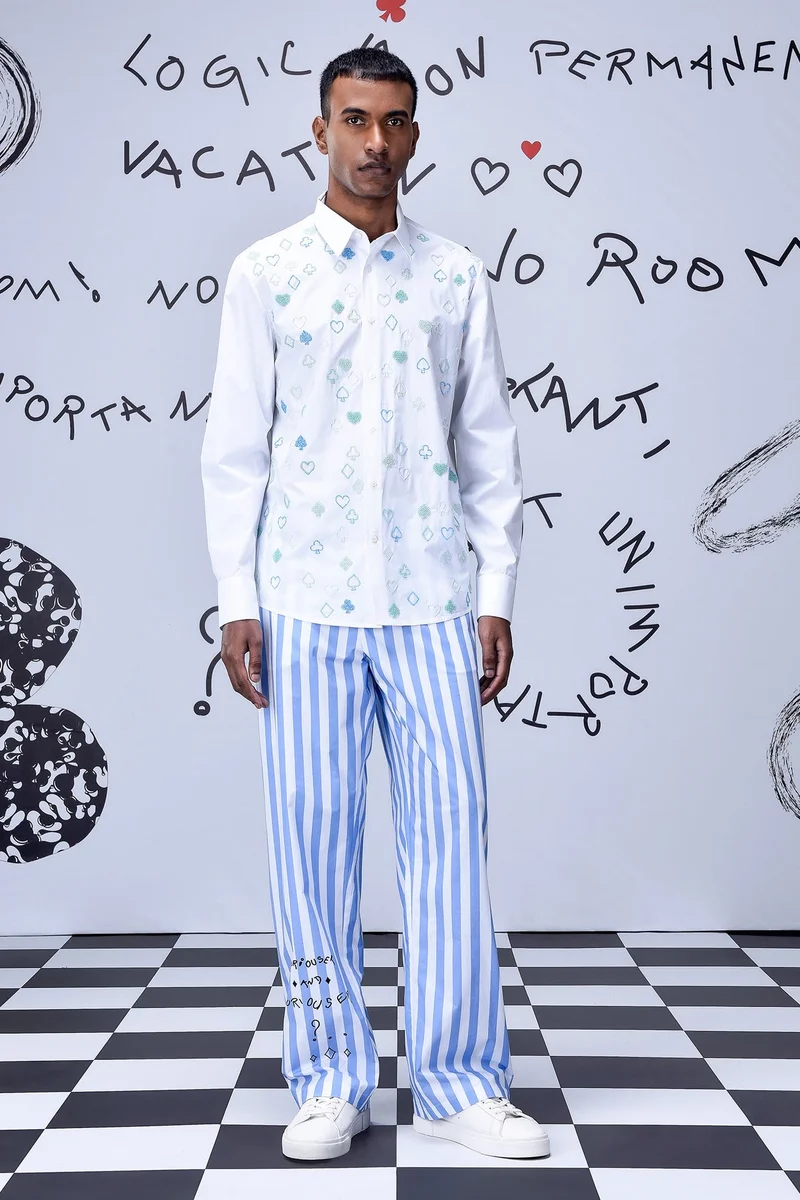 Genes Lecoanet Hemant  Card Beard Embroidery Regular Fit Shirt - White for Men | Best Price UAE