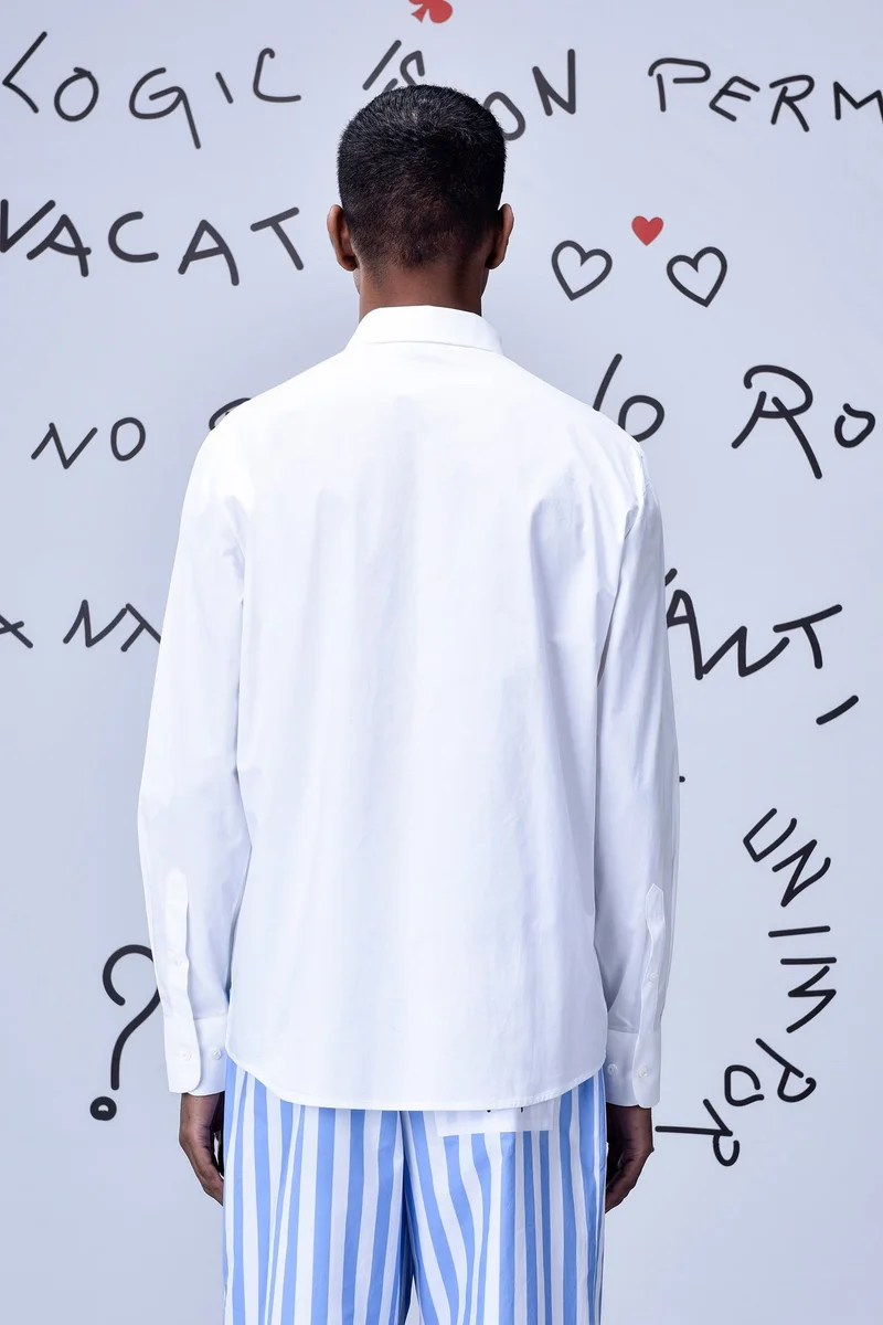 Genes Lecoanet Hemant  Card Beard Embroidery Regular Fit Shirt - White for Men | Best Price UAE