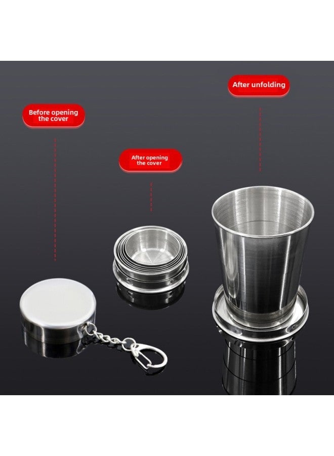 Lightweight Stainless Steel Folding Cup Portable High Temperature Resistant Telescopic Gargle Small Water Cup Outdoor Travel Food Grade Cup-Capacity:Stainless Steel Small Size 75ML + Medium 150ML + Large 250M  - Image 3