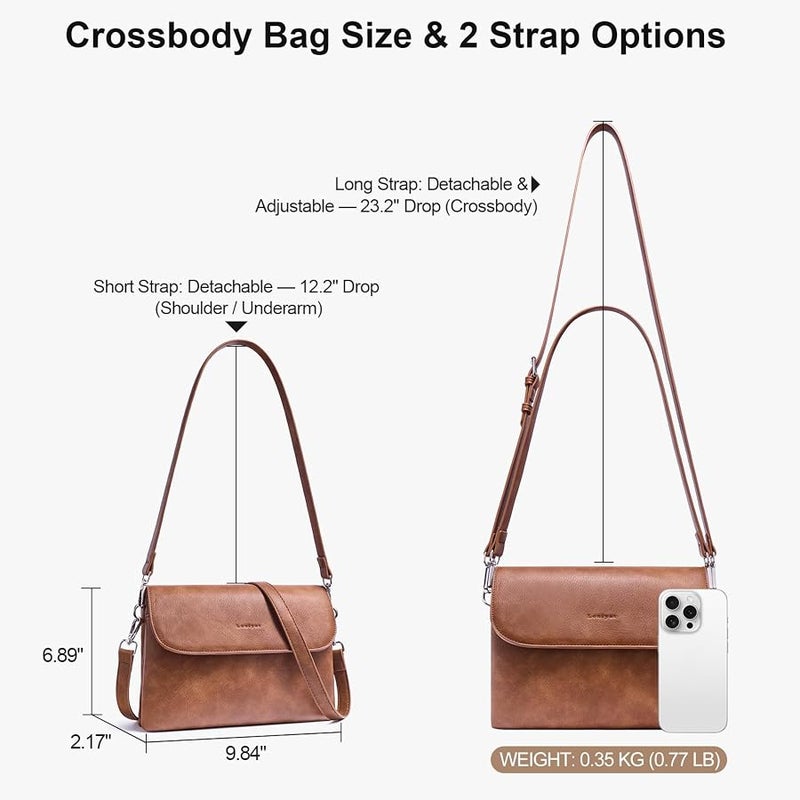 Lexiyat Crossbody Bags for Women Vegan Leather Travel Small Cell Phone Purse Rfid Shoulder Bag with 2 Straps - Image 4
