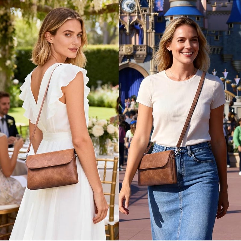 Lexiyat Crossbody Bags for Women Vegan Leather Travel Small Cell Phone Purse Rfid Shoulder Bag with 2 Straps - Image 2