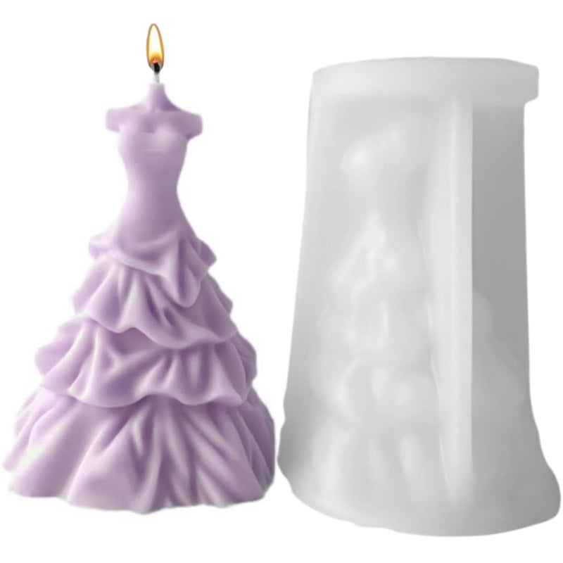 SOFTCREATO Candle Mold I 3D Women Wedding Dress Shape Silicone Scented Wax Mould I for DIY Handmade Ornament Cake Dcor Aromatherapy Soap Resin Art Craft Making Wedding Party Decoration B