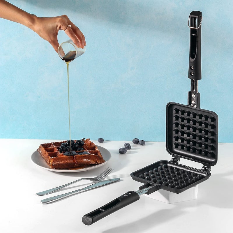 Vinod Zest Die Cast Aluminium Non Stick Waffle Maker Waffle Pan Cake Maker Machine Gas Base 3 Layer Coating Scratch Proof 1 Year Warranty 1000 Watts Black - Image 2