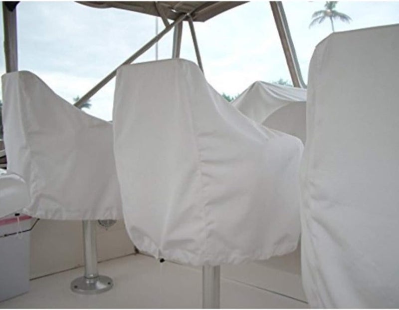 WOMACO 2 Pack Boat Seat Cover, Outdoor Waterproof Pedestal Pontoon Captain Boat Bench Chair Seat Cover, Oxford Fabric Helm Chair Protective Covers (Silver, 2 Pack) - Image 2