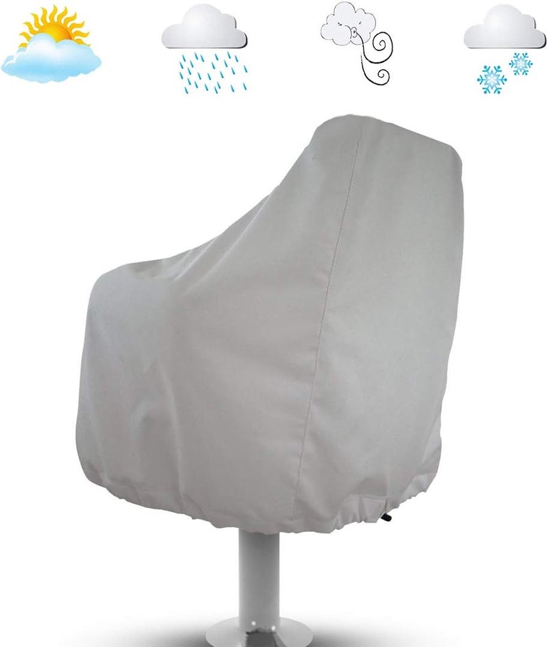 WOMACO 2 Pack Boat Seat Cover, Outdoor Waterproof Pedestal Pontoon Captain Boat Bench Chair Seat Cover, Oxford Fabric Helm Chair Protective Covers (Silver, 2 Pack) - Image 3