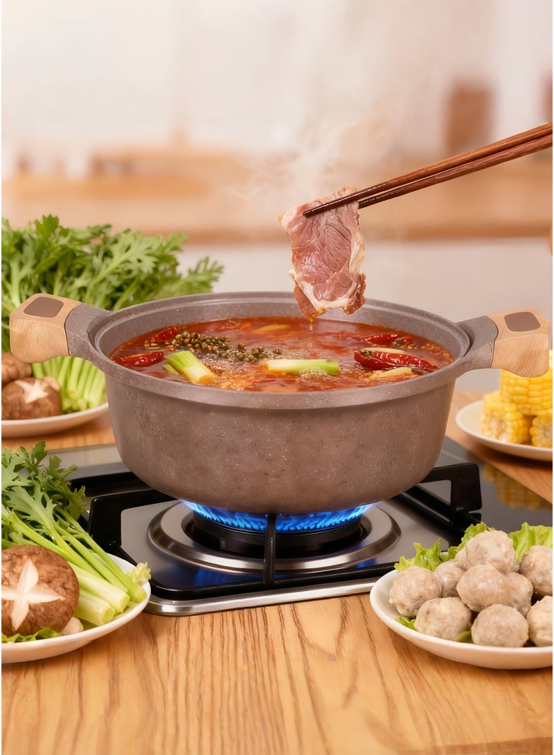 MGC Volcanic Stone Coated Cooking Pot With Wooden Handle And Glass Lid Suitable For Cooking Equipment Eeeds Of Different Families - Image 5