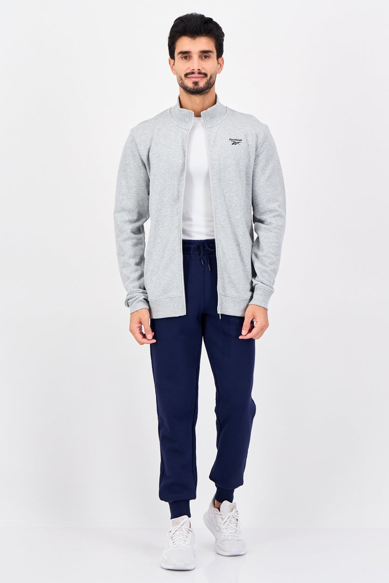 Reebok Men Sportswear Fit Long Sleeve Outdoor Full Zip Sweatshirt, Grey - Image 3