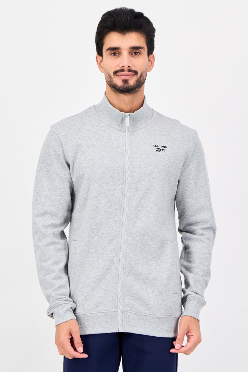 Reebok Men Sportswear Fit Long Sleeve Outdoor Full Zip Sweatshirt, Grey - Image 1