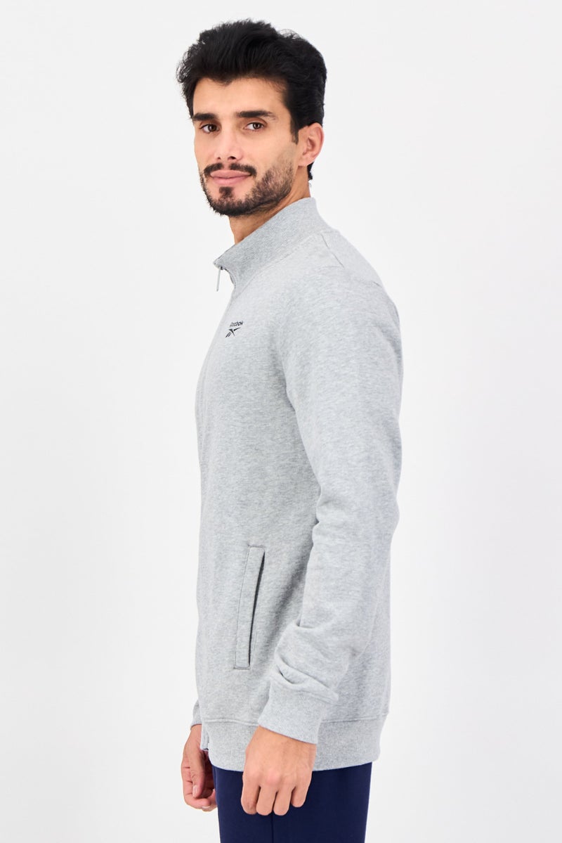 Reebok Men Sportswear Fit Long Sleeve Outdoor Full Zip Sweatshirt, Grey - Image 2