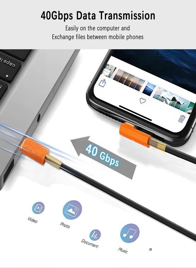 Duttek 90 Degree USB C Cable Right Angle, Short USB-C Cable 3.2 Gen2, Silicone 240W Fast Charging & 40Gbps Data Sync for MacBook Pro/Dell XPS, iPhone 15 Pro, Steam Deck, Switch 1.97FT/60CM - Image 4