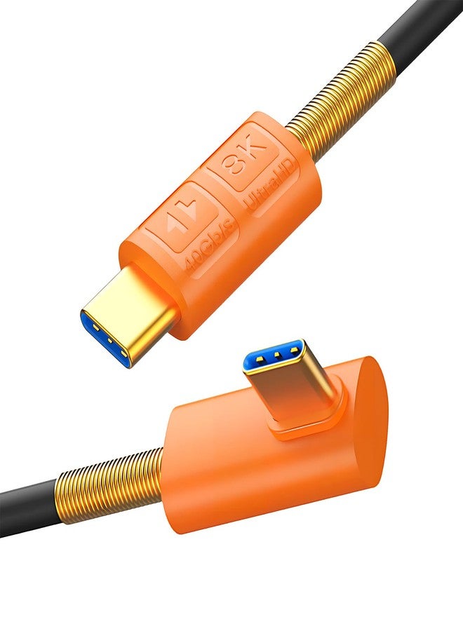 Duttek 90 Degree USB C Cable Right Angle, Short USB-C Cable 3.2 Gen2, Silicone 240W Fast Charging & 40Gbps Data Sync for MacBook Pro/Dell XPS, iPhone 15 Pro, Steam Deck, Switch 1.97FT/60CM - Image 1