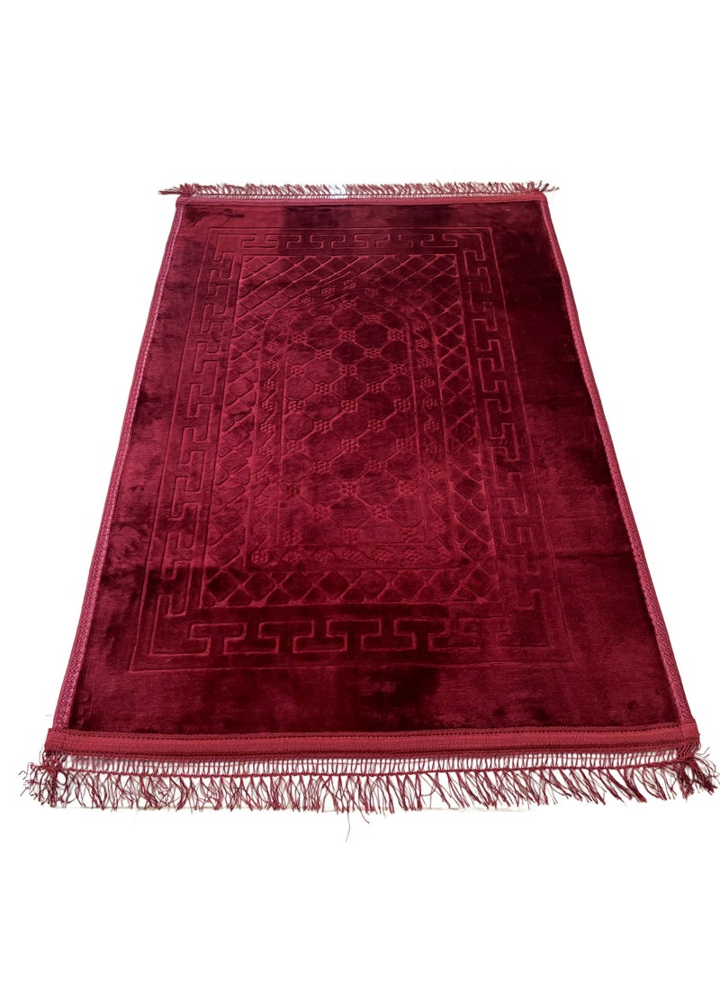 MAXQON Prayer Mat Soft And Thick (Size-80x120cm) Islamic Prayer Rug Musallah, Color Maroon - Image 3