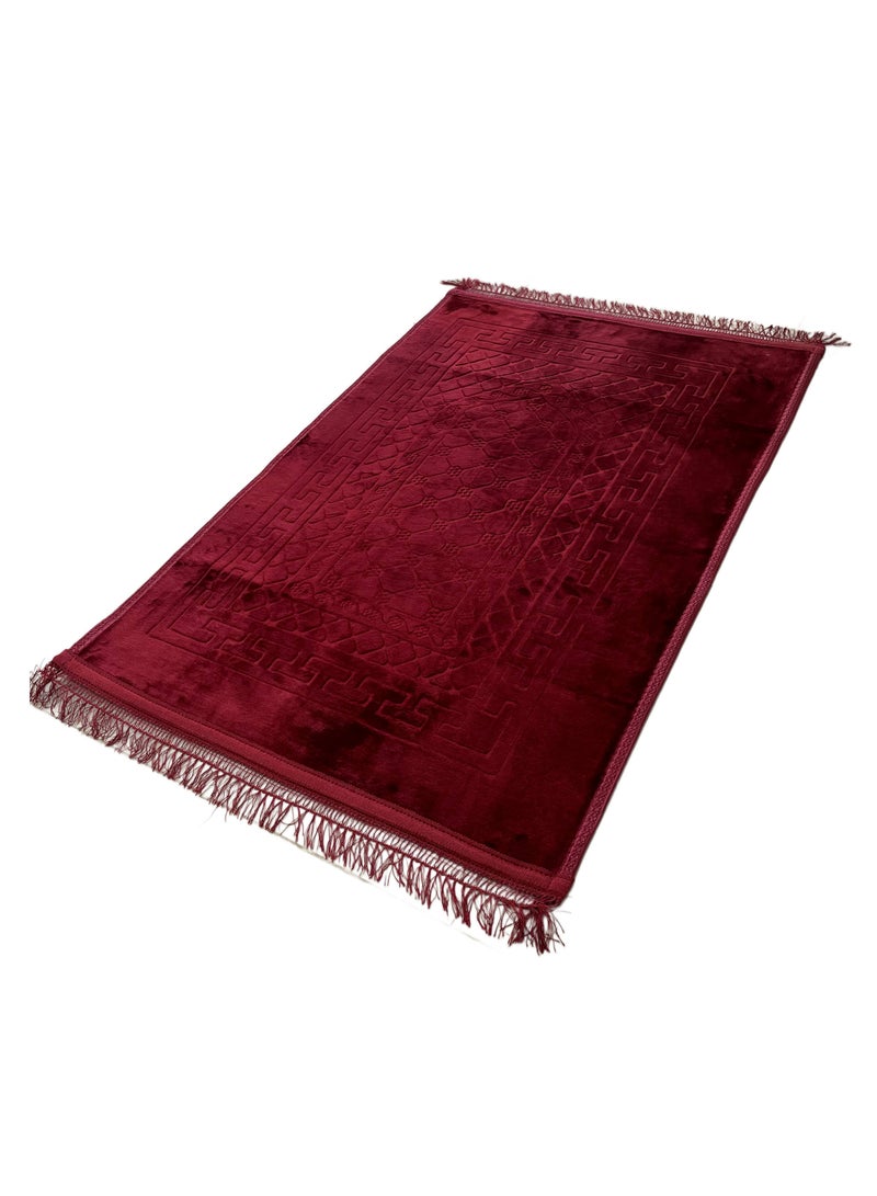 MAXQON Prayer Mat Soft And Thick (Size-80x120cm) Islamic Prayer Rug Musallah, Color Maroon - Image 4
