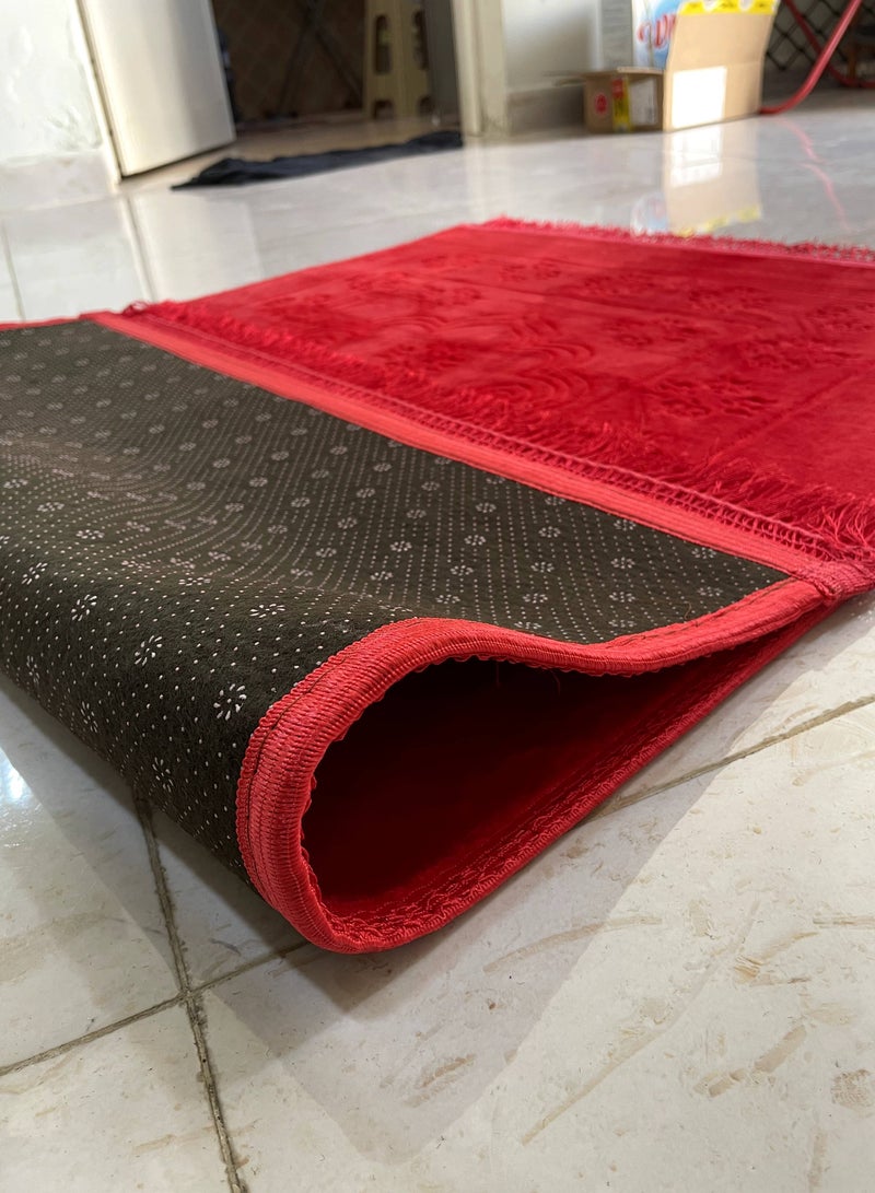 MAXQON Prayer Mat Soft And Thick (Size-80x120cm) Islamic Prayer Rug Musallah, Color Maroon - Image 5