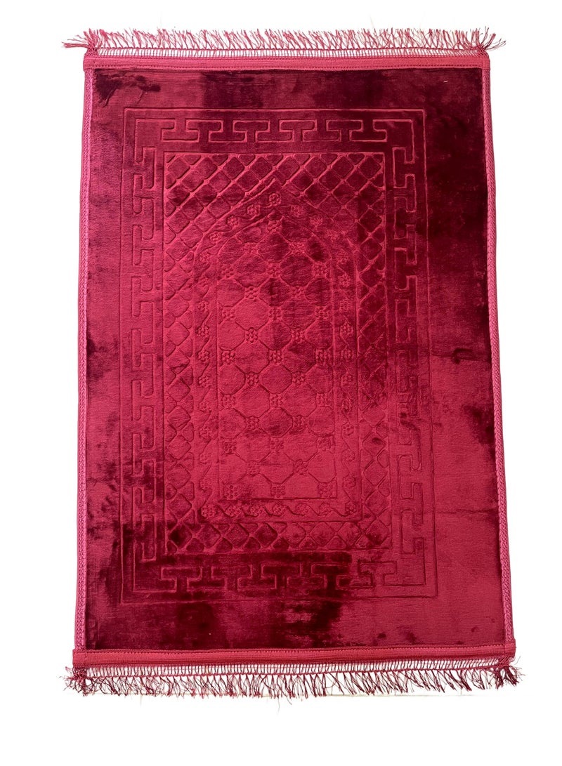 MAXQON Prayer Mat Soft And Thick (Size-80x120cm) Islamic Prayer Rug Musallah, Color Maroon - Image 2