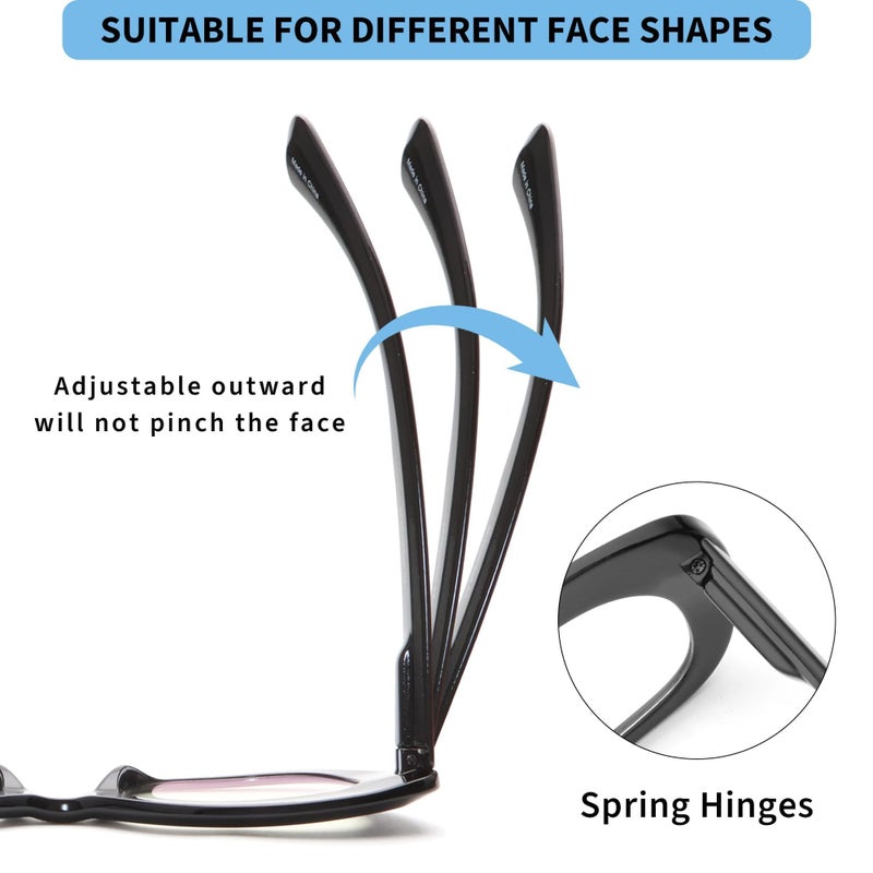 JM 3 Pack Oversized Cat Eye Reading Glasses for Women Funky Blue Light Flexible Cateye Readers +2.5 - Image 3