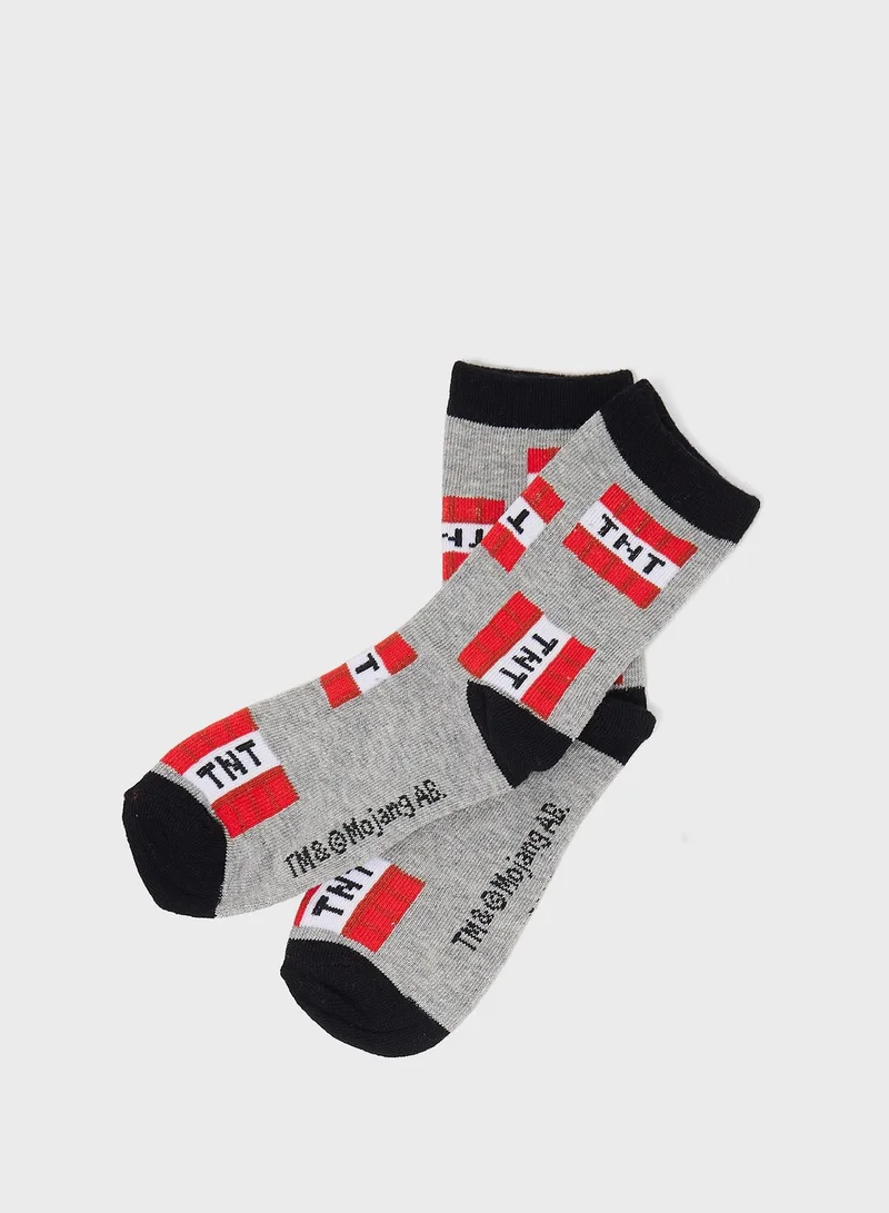 MINECRAFT Minecraft Pack Of 3 Printed Sockes