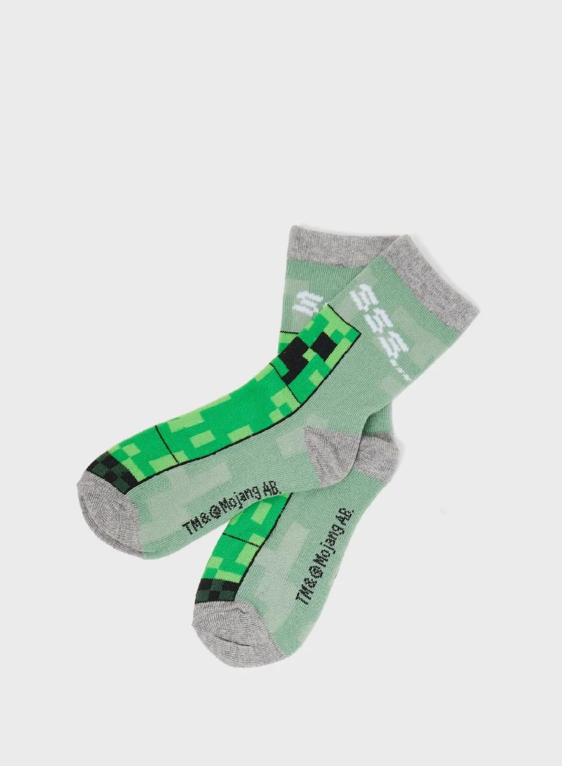 MINECRAFT Minecraft Pack Of 3 Printed Sockes