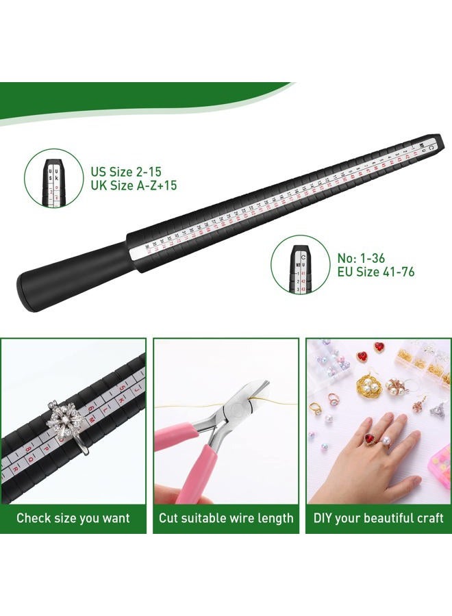 Ferraycle 3 Rolls 18/20/22 Gauge Craft Jewelry Wire Aluminum Wire with Ring Sizer Pliers for Jewelry Making (Gold) - Image 3