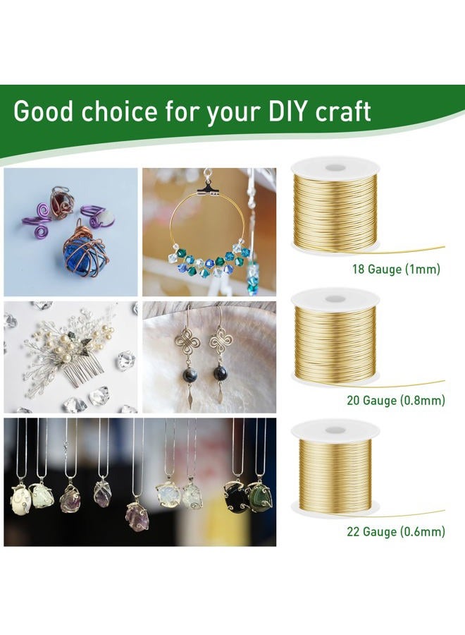 Ferraycle 3 Rolls 18/20/22 Gauge Craft Jewelry Wire Aluminum Wire with Ring Sizer Pliers for Jewelry Making (Gold) - Image 5