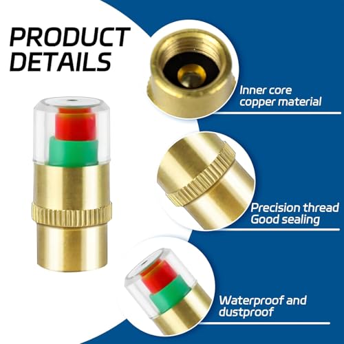 Gozaqe Car Tire Pressure Monitor Valve Caps,All-Copper Version, 4 Pcs,Three-Color Visible Valve Stem Cap Indicator,Tyre Valve Cap for Cars,SUVs,Trucks,Motorcycles,Bicycles (Including Installation Tools) - Image 4