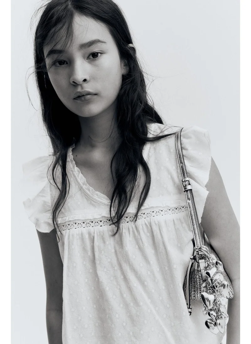 H&M Frill-trimmed cotton blouse