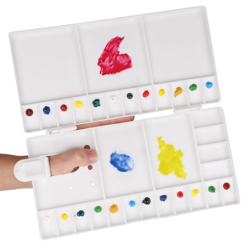 Transon Paint Palette Box 33 Wells for Mixing Gouache Acrylic and Oil Paint with 1 Paint Brush