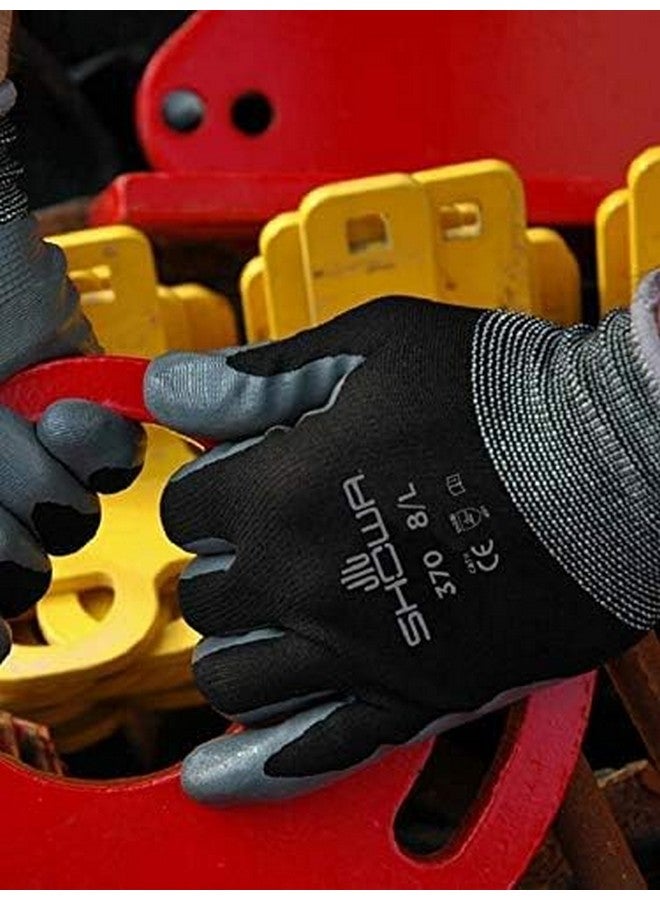 SHOWA SHOWA Atlas 370 Nitrile Palm Coated General Purpose Work Glove with Nylon Liner, Black, Large (12 Pair)  - Image 3